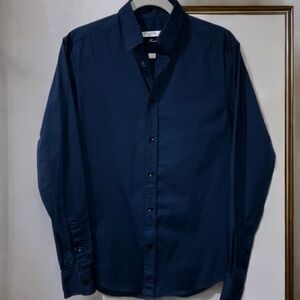 NEW Versace Collection Trend Indigo Blue Slim Button Down Shirt Size 15.5/39